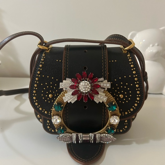 Miu Miu Handbags - Authentic Miumiu Black Studded Handbag with Jewel Accents